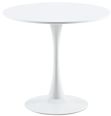buybyroom Moderner Esstisch Runde Küche Esstisch Kleiner Tisch für Küche Wohnzimmer Esszimmer Balkon, Runder Tisch Durchmesser 70x70cm, Weiß