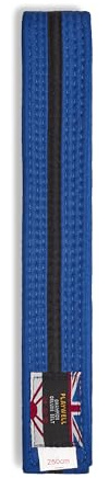 Playwell Martial Arts Baumwollgürtel mit schwarzen Streifen – (Karate, Judo Taekwondo), Blauer Gürtel mit schwarzen Streifen, 280cm