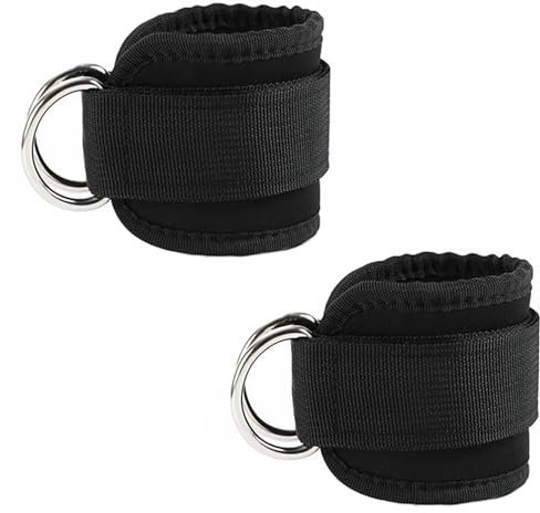iCovalescent 2 Pièces Sangle Cheville Musculation Poulie, Ankle Straps pour Sport, Sangle Musculation, Entraînement des Fessiers,Sangle de Tirage Musculation,Accessoires de Fitness (Noir)