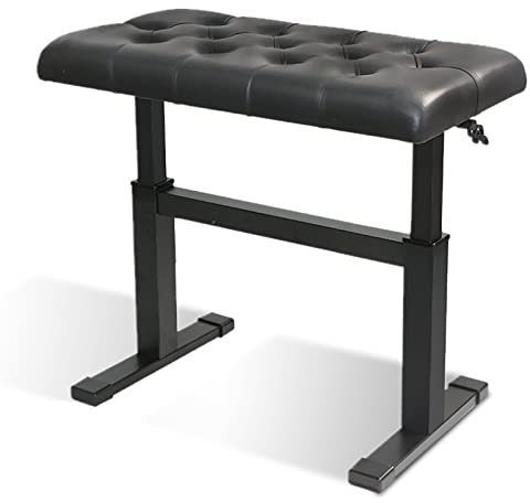 Premium Leder Klavierbank Hydraulisch Heben Höhenverstellbar Keyboardhocker für Künstler Groß 65x35cm Sitz für Kinder und Erwachsene