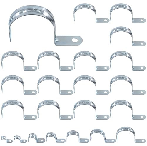 Keadic 30Pcs 2 Zoll Ein Loch Rohr Riemen Set Verzinkte Stahl EMT Rohr Riemen mit 1 Loch, starre Rohr Riemen Klemme Rohr Band Spann Clip U Halterungen Kit für EMT Rohr Befestigung
