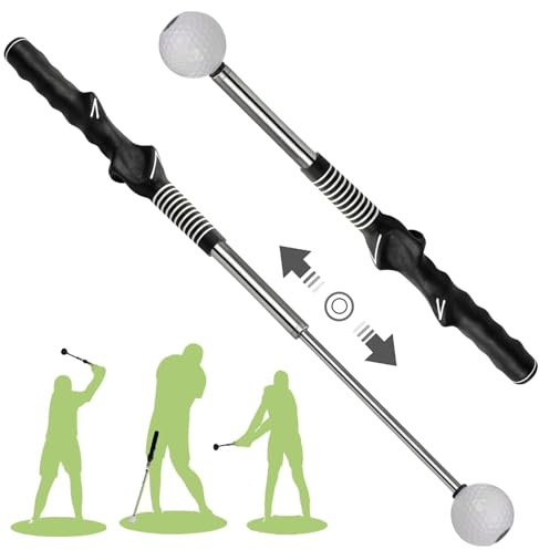 Retractable Golf Training Aids, Golf Grip Training Aid, Golf Swing Trainer, Professional Golf Tempo & Grip Strength Practice Stick, Chipping Hitting Training Aid for Beginner, Warm-up, Indoor Practice