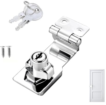 1PC Keyed Lock Hasp and Staple 90 Degree Rotation Knob Metal | Heavy Duty, With Key, For Door Shed Cabinet Garden Window Cupboard