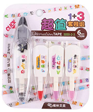 STOBOK 4 Stück Korrekturband im Push-Stil süßes stationäres Zubehör Büro Schreibtisch-Organizer slico the office hilf school help werkzeug Schulbedarf Klebeband Abs Black