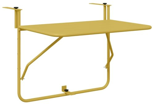 vidaXL Table de Jardin Suspendue Or 60 x 39 cm, à Fixer au Mur, Hauteur Ajustable, Pliable, en Acier, idéal pour Les balcons, Style Moderne, Parfaite pour Les Repas et buffets Entre Amis.