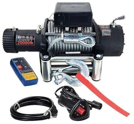 BADIKA Verricello Elettrico per l'ancora Argano Elettrico 12V/24V 3000-20000LBS Impermeabile telecomandi Wireless verricello Motore a rulli passacavo for Barca SUV ATV Camion Soccorso(24V 3000LBS)