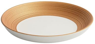 Plato hondo de cerámica chapado en oro, simple y elegante, plato comercial de restaurante de hotel, 10.5 pulgadas