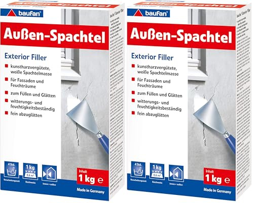 Baufan Außen Spachtel, auf Zementbasis, 1 kg, transparent (Packung mit 2)