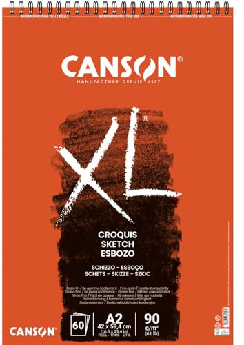 NEU Canson XL Croquis Spiralblock, DIN A2, 60 Blatt, 90 g/m²