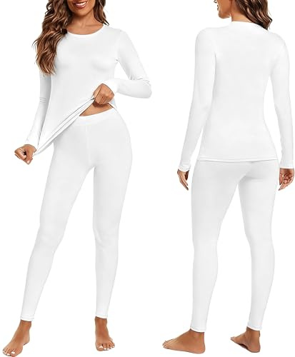 Ekouaer Thermounterwäsche Damen 4-Wege-Stretch Skiunterwäsche | Thermo Leggings & Thermoshirt, Warm und Atmungsaktiv, ideal für den Alltag sowie zum Skifahren bei kaltem Wetter
