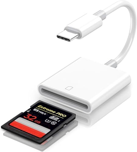 Adaptador USB C para tarjeta SD, USB C, lector de tarjetas SD para SDHC SDXC memoria externa, compatible con iPhone 17/16/15 Pro Max,iPad, MacBook/Air, iMac,Galaxy y Android Cámara