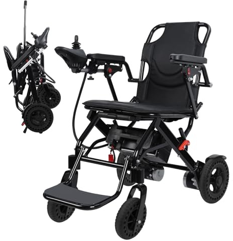 Fauteuil roulant électrique pliable léger de 22 kg pour adultes et personnes âgées, moteur de 500 W, portée de 20 km, fauteuil roulant motorisé pliable portable avec grand repose-pieds, fauteuil
