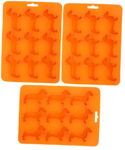 VICASKY 3 pièces Moule à Glaçons Silicone Chien DIY Cases Empilable pour Glace Gâteau et Crème Glacée Accessoire Cuisine Orange