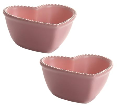 HOODANCOS 2Pcs Heart-Shaped Pudding Bowls Pink Dessert Baking and Egg Steaming Bowls for Home Hotel Restaurant Use for Fruit Salad Mousse Cake Jelly Storage