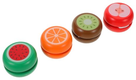 BESPORTBLE 4 pezzi Yo-yo in Legno Reattivo Gioco Educativo con Design Frutta Colorata Regalo Compleanno e Festa per Asilo e Attività di Gruppo