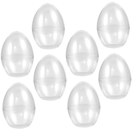 HIAKDOFT 8pcs Plastic Fillable Easter Egg Boxes 90x90x120mm Candy Storage Containers for Party Decorations and Spring Holiday Craft Supplies