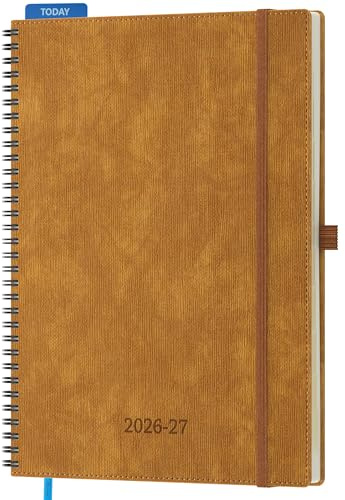 IN-LUXPRO Kalender 2026 2027 Wochenplaner Ringbuch A4 | 18-Monate Terminplaner Juli 26-Dez 27 | Buchkalender Ringbuch mit Stifthalter & Monats-Register | Vertikal Planer 1 Woche 2 Seiten - Karamell