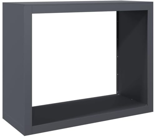 Refined Brennholzregal Kaminholzregal mit Stauraum Holzregal für Brennholz Feuerholzregal Kaminholzständer Anthrazit 100x40x80 cm Stahl