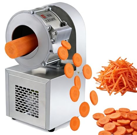 Máquina automática para cortar verduras, rebanadora y trituradora eléctrica de verduras, procesadora de alimentos comercial de acero inoxidable, para restaurantes y servicios de alimentación.