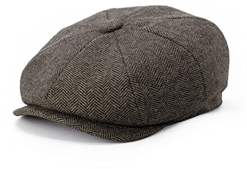 BOTVELA Men's 8 Piece Newsboy Flat Cap 100% Cotton Gatsby Ivy Golf Cabbie Hat …, Khaki, M