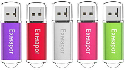 USB Flash Drive 32GB 5PCS Exmapor Memory Stick Bulk Storage Pen Drive with LED Indicator