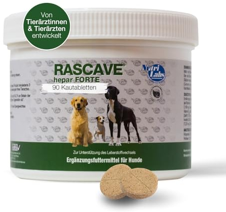 NutriLabs Rascave Hepar Forte Tabletten für Hunde 90 Stück - Mit Vitamin-B-Komplex & pflanzlichen Inhaltsstoffen - Unterstützt Leberfunktion, Stoffwechsel & Regeneration - Nahrungsergänzung für Hunde