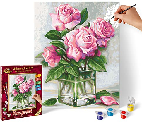 Schipper 609240828 Malen nach Zahlen - Rosen für Dich - Bilder malen für Erwachsene, inklusive Pinsel und Acrylfarben, 24 x 30 cm