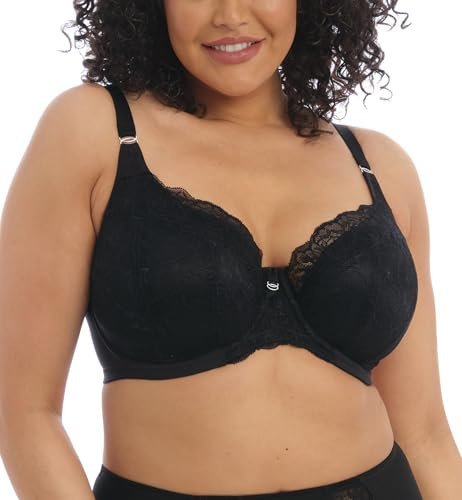 Elomi Women's Brianna Underwire Padded Half-Cup Bra Plunge, Black, 34F