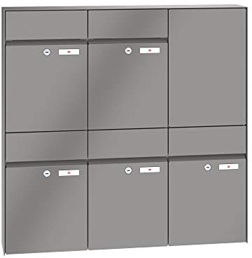 RENZ/Plan / 5er Aufputz-Briefkastenanlage Wand-Briefkasten/RAL-Farbe 9007 Volumen 21 L/Dein-Briefkasten.de