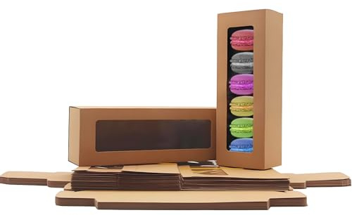 La Llareta Macaron Box, 25 Stücke Cookie Dessert Party Verpackung Box, Muffin Box, mit Klarem Fenster, für Donuts, Mini Cupcakes, Kekse, Muffins, Macarons