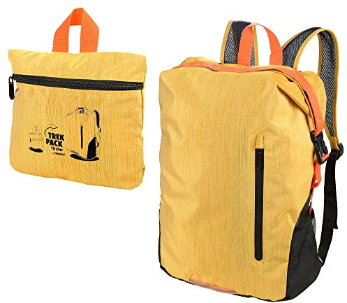 Troika Trekpack Roll Top Rucksack faltbar aus Polyester in der Farbe Gelb, Maße: 51cm x 40cm x 10cm, RUC02/YE