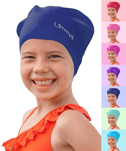 Limmys Schwimmkappe für Kinder – Aus 100 % Silikon – Für Lange Haare – Weich, Dehnbar & Bequem – Entwickelt für Langlebigkeit & Knotenfreies Tragen
