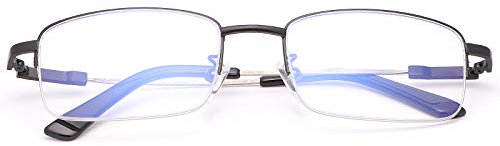 Vepiant Progressive Multifocus Reading Glasses Blue Light Blocking No Line Multifocal Computer Readers Titanium Alloy UV Protection for Men Women Semi Rimless Presbyopic Eyeglasses Anti Glare Eyewear