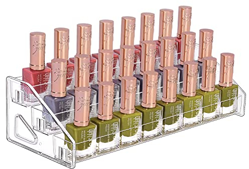 JessLab Nagellack Organizer, 3-Stufige Klarer Acryl Nagellack Halter Åtherische Öle Kosmetik Vitrine Makeup Organizer Kosmetik Aufbewahrung für Badezimmer Waschtisch Arbeitsplatte