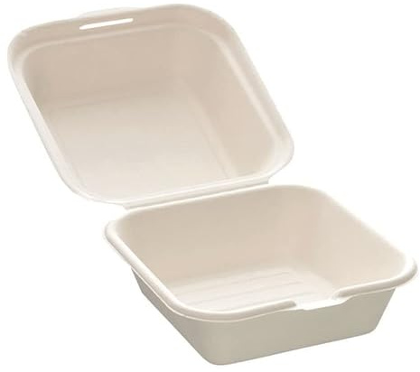Générique Boite repas pour hamburger en bagasse blanche, 14.9 * 15.6 * 7.7cm carton de 600 écoresponsable et compostable