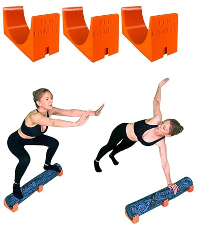 PCM Foam Roller Stabilizers Fits 6 Diameter Foam Rollers - Set of 3 Fitness Training Equipment (3, Orange (Without Foam Roller))