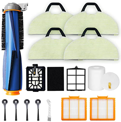 HomeTimes Staubsaugerzubehör Kompatibel mit Shark AI Ultra 2-in-1 Saugroboter Self-Empty [RV2600WSEU] Hauptbürste Hepa-Filter Vorfilter Wischpads Seitenbürstenbasis Vormotorschaum
