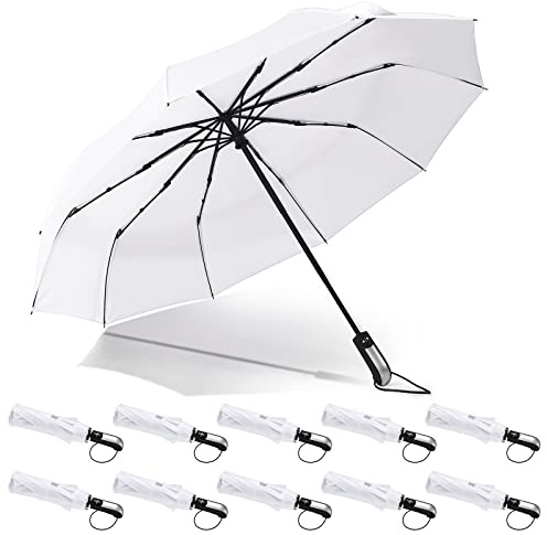 LEIFIDE 10 Stück Hochzeitsschirme Bulk Faltbare Regenschirme für Regen Kompaktes Set Winddichte Reiseschirme Faltbar und Tragbar Automatisch Öffnen Schließen für 1-2 Personen, Männer und Frauen