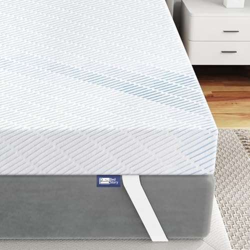 BedStory Gel Topper 120x200cm,10cm Höhe Matratzentopper aus Gel Memory Foam，H3&H4 Gel Schaum Bambus Topper mit atmungsaktivem Bezug für Wohnwagen Schlafsofa Boxspringbett