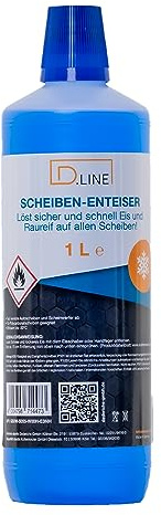 D.LINE Scheibenenteiser 1 Liter Nachfüllpack | Löst sicher und schnell Eis und Raureif, Für alle Scheiben