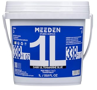 MEEDEN Blue Akrylfärger 1L: Kraftig kroppsblank akrylfärg för canvas Wood Väggtextil, Stor akrylfärg - Vattentät & Giftfri & Snabbtorkande - Mörk Ultramarinblå