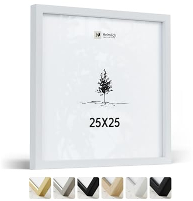 Heimlich® - Marco para fotos - 25 x 25 cm, madera Ayous, blanco - Marco cuadrado pequeño con lámina de plástico - Solo para montaje en pared