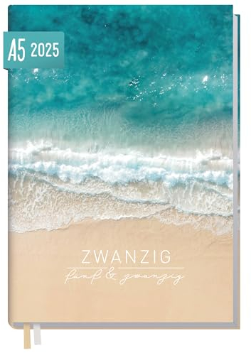 Häfft® Chäff-Timer Classic Kalender 2025 A5 Summer Beach Buchkalender, Terminplaner, Terminkalender, Wochenplaner für 12 Monate: Jan. 2025 bis Dez. 2025 - nachhaltig & klimafreundlich