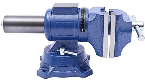 LANNADD Tornillo de banco, 100 mm, yunque profesional, giratorio 360°, plato giratorio para banco de trabajo, banco de trabajo para lijadoras planas, fresadoras y máquinas herramientas