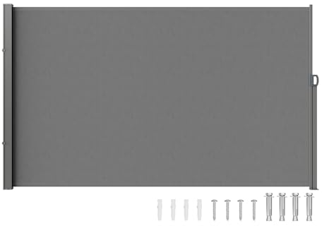 VEVOR Tenda Laterale Retrattile, Schermo Privacy Esterno Giardino Balcone Terrazza 180x300 cm, Frangivista Retrattile Poliestere 180g Impermeabile, UV30+ Paravento Divisorio per Cortile Balcone Grigio