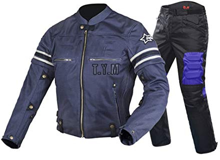 Hcclijo Motorradjacke Motocross Anzüge Jacke Hose Moto Jacke Schutzausrüstung Rüstung Motorradbekleidung Blue One Set 3XL