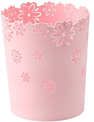SMELEYOU Plastikmüll Doppelblume Wastapaper Korb runde Deckelmüllbehälter Behälter Pink für zu Hause