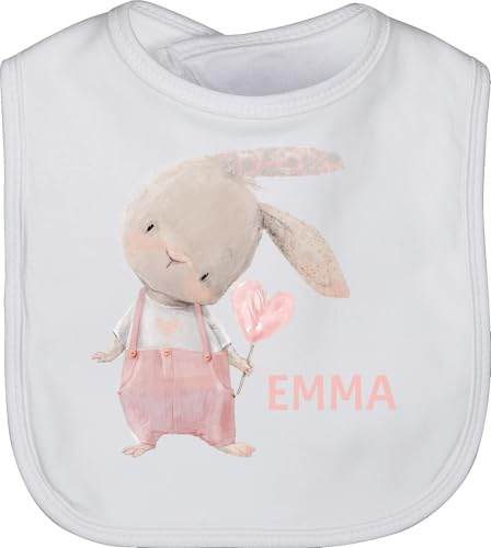 Geschenk mit Namen personalisiert by Shirtracer - Baby Lätzchen - Süßer Hase Mädchen mit Name personalisiert I Häschen I Rabbit I Langohr I Süße Hasen
