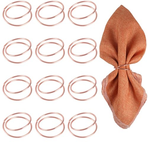 Anelli per Tovaglioli, 12 Pezzi Anello Portatovaglioli a Spirale in Metallo con Doppia Perla, Fermatovaglioli per Cena Famiglia, Anniversario, Compleanno, Natale Festa, Decorazione Tavola