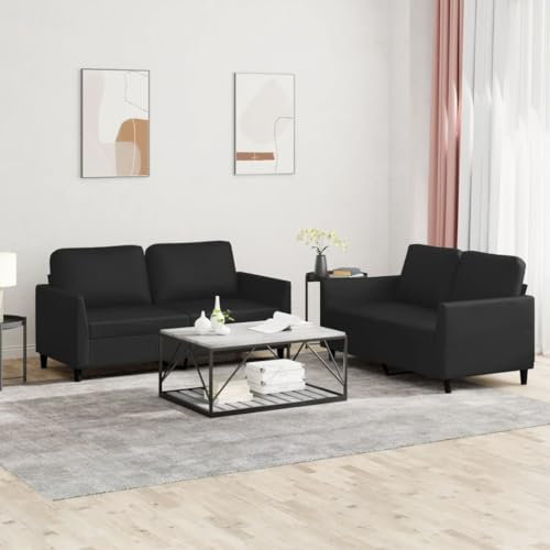 ShGaxin 2-TLG. Sofagarnitur mit Kissen Schwarz Kunstleder, Sofas & Couches, Sofa Wohnzimmer, Sofa Für Jugendzimmer, Relaxsofa, Sofa Für Schlafzimmer, Polstersofa - 3201750